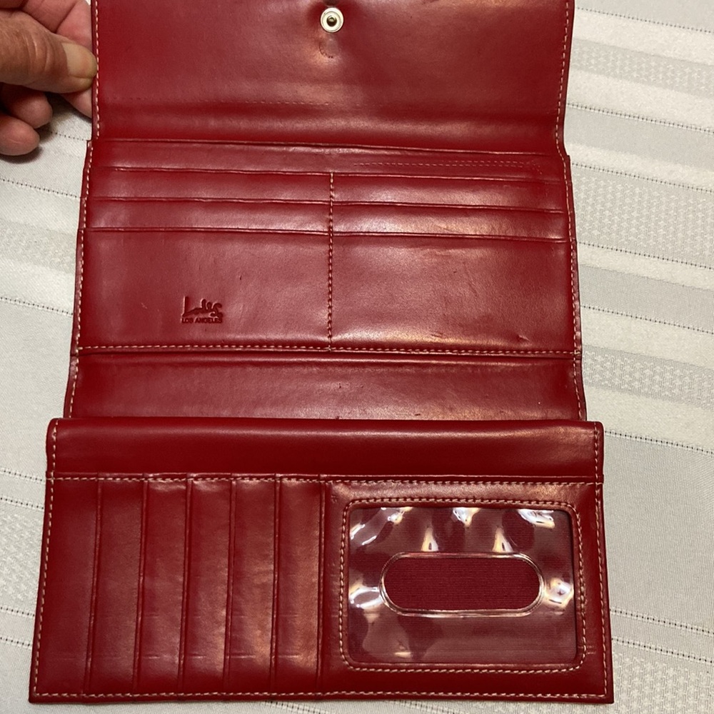 Lodis Black & Red Womens Wallet With Zippered Pockets & Checkbook Sleeve